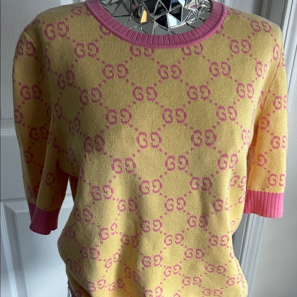 Gucci Women's Short Sleeve Sweater in Yellow and Pink L - Picture 13 of 13